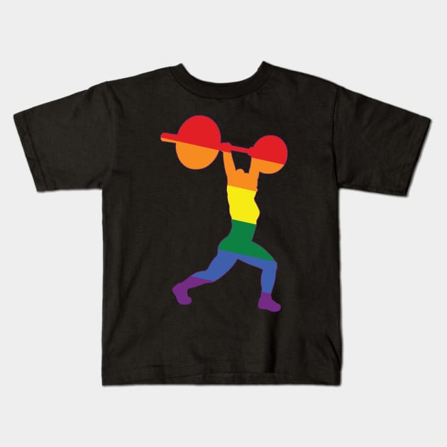 Weightlifting Clean and Jerk Gay FLAG Kids T-Shirt by SusanaDesigns